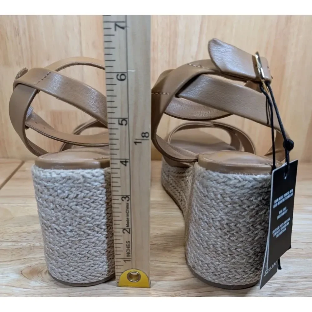 Madden NYC Platform Espadrille Sandals Tan Size 9.5 Womens Ankle Strap‎